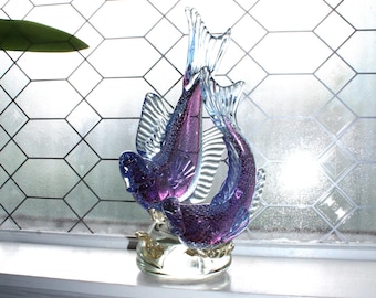 工芸品 Alfredo Barbine 1960's Alfredo Barbini Murano Green and Amber Cased