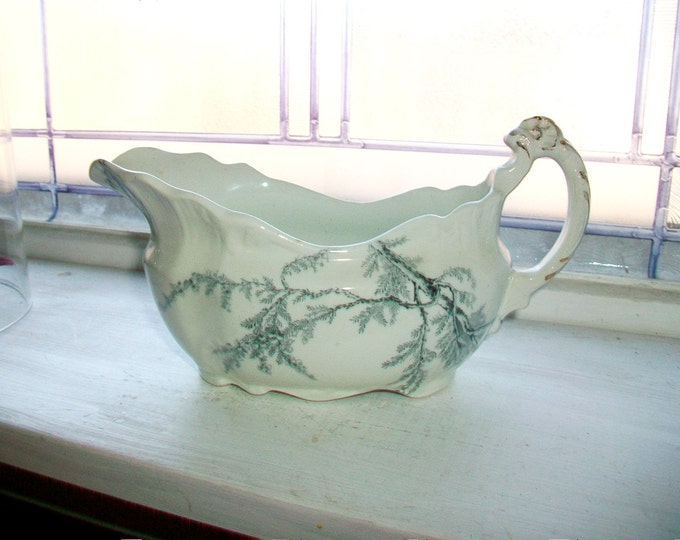 Antique Gravy Boat John Edwards Heather Pattern Late 1800s