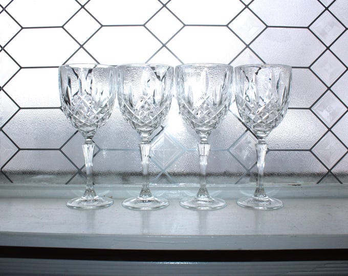 4 Waterford Crystal Markham Wine Glasses Water Goblets Elegant Stemware