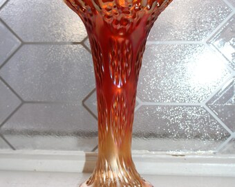 Antique Fenton Carnival Glass Vase Marigold Knotted Beads Circa