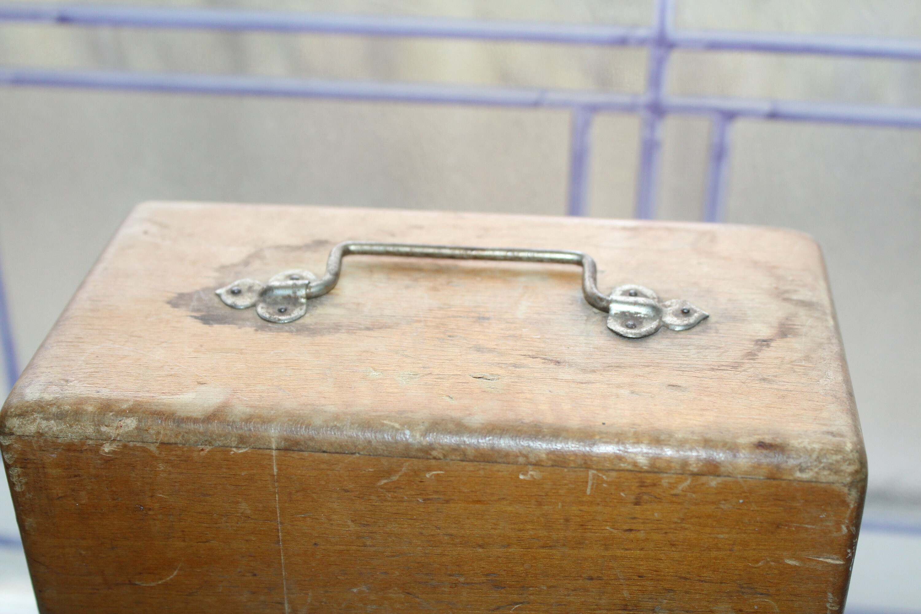 Antique Straight Razor Storage Box Carrying Case Caddy with 4 Razors