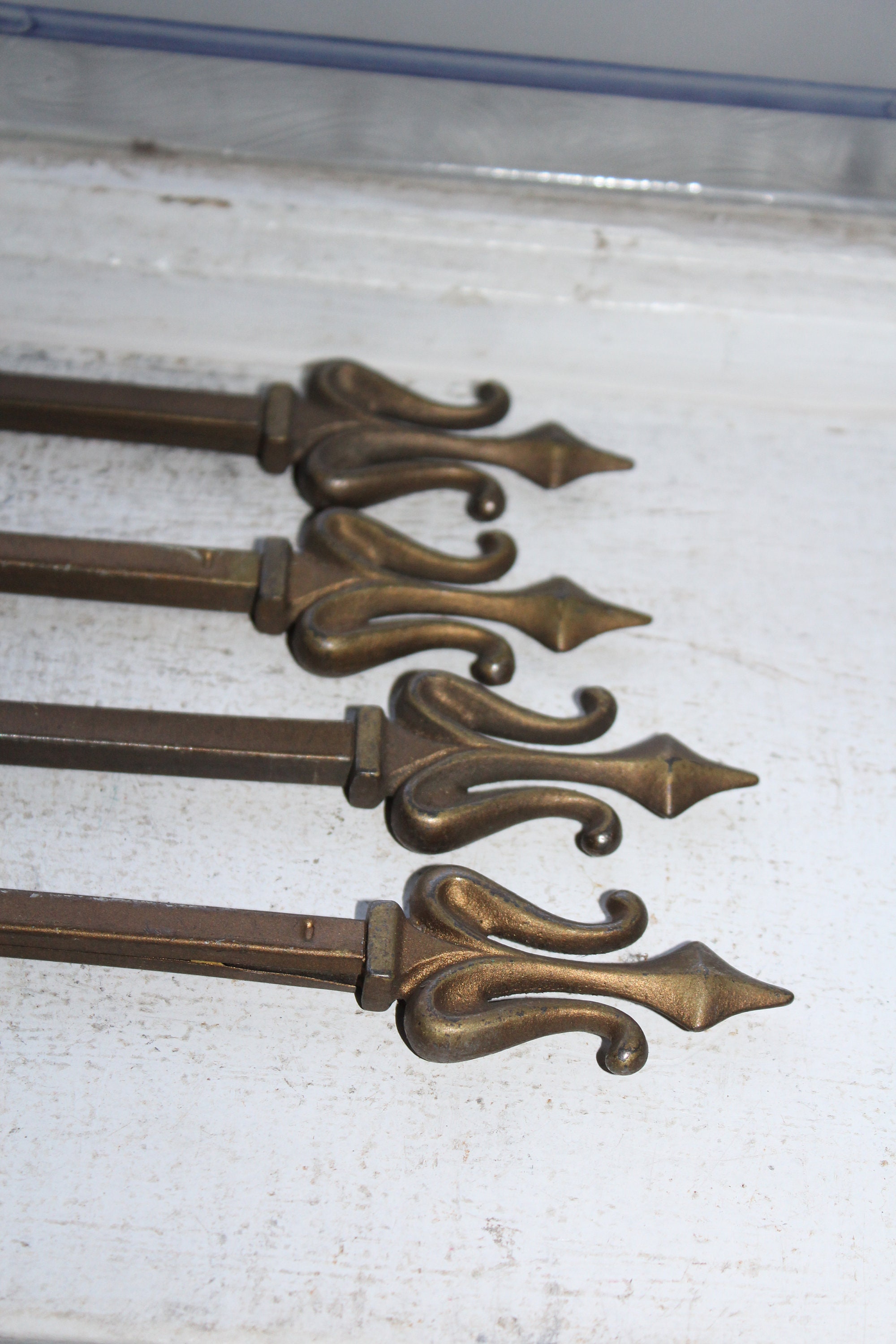 4 Vintage Curtain Rods Swing Arm Art Deco 1920s