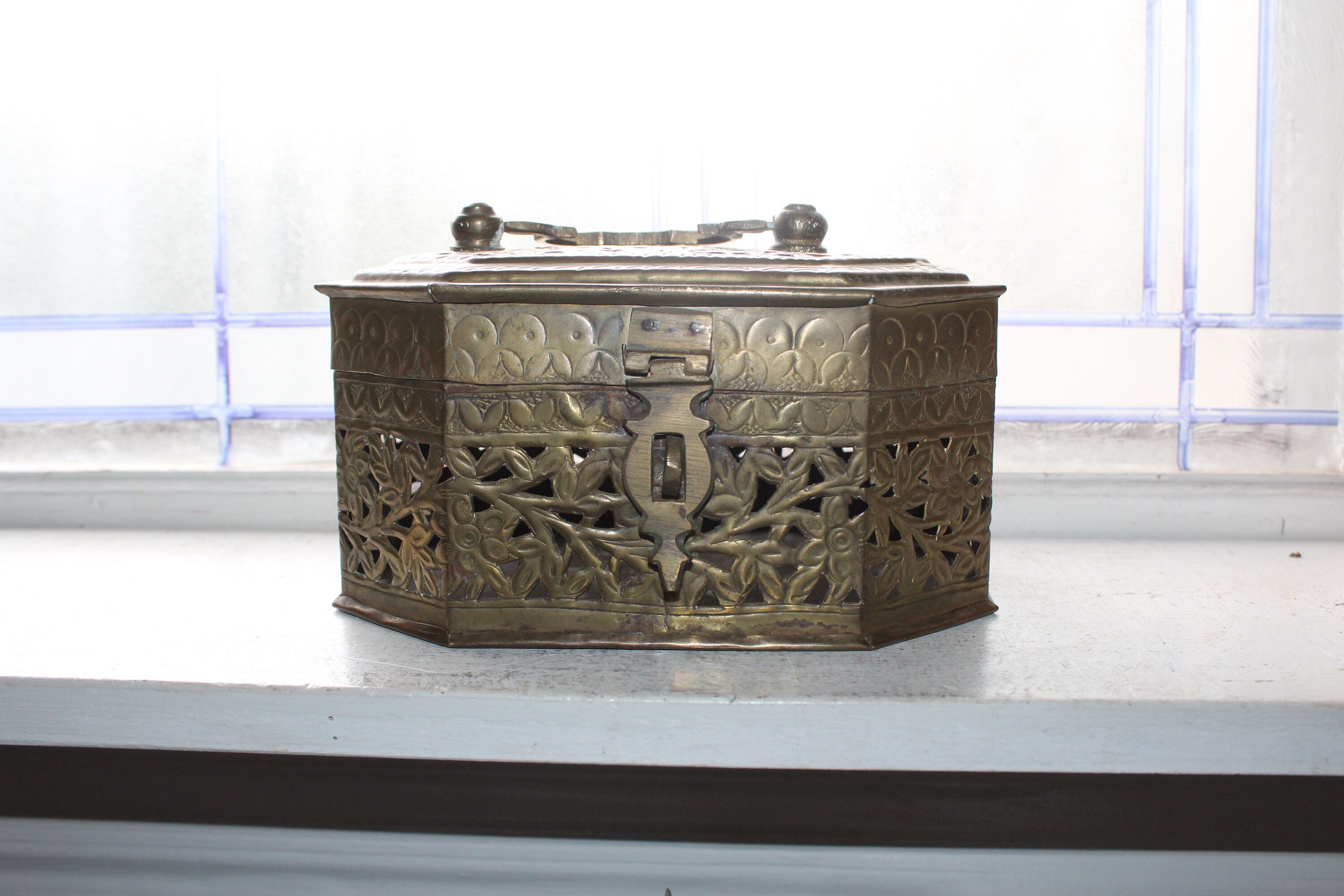 Vintage Brass Lucky Cricket Box Pierced Decoration