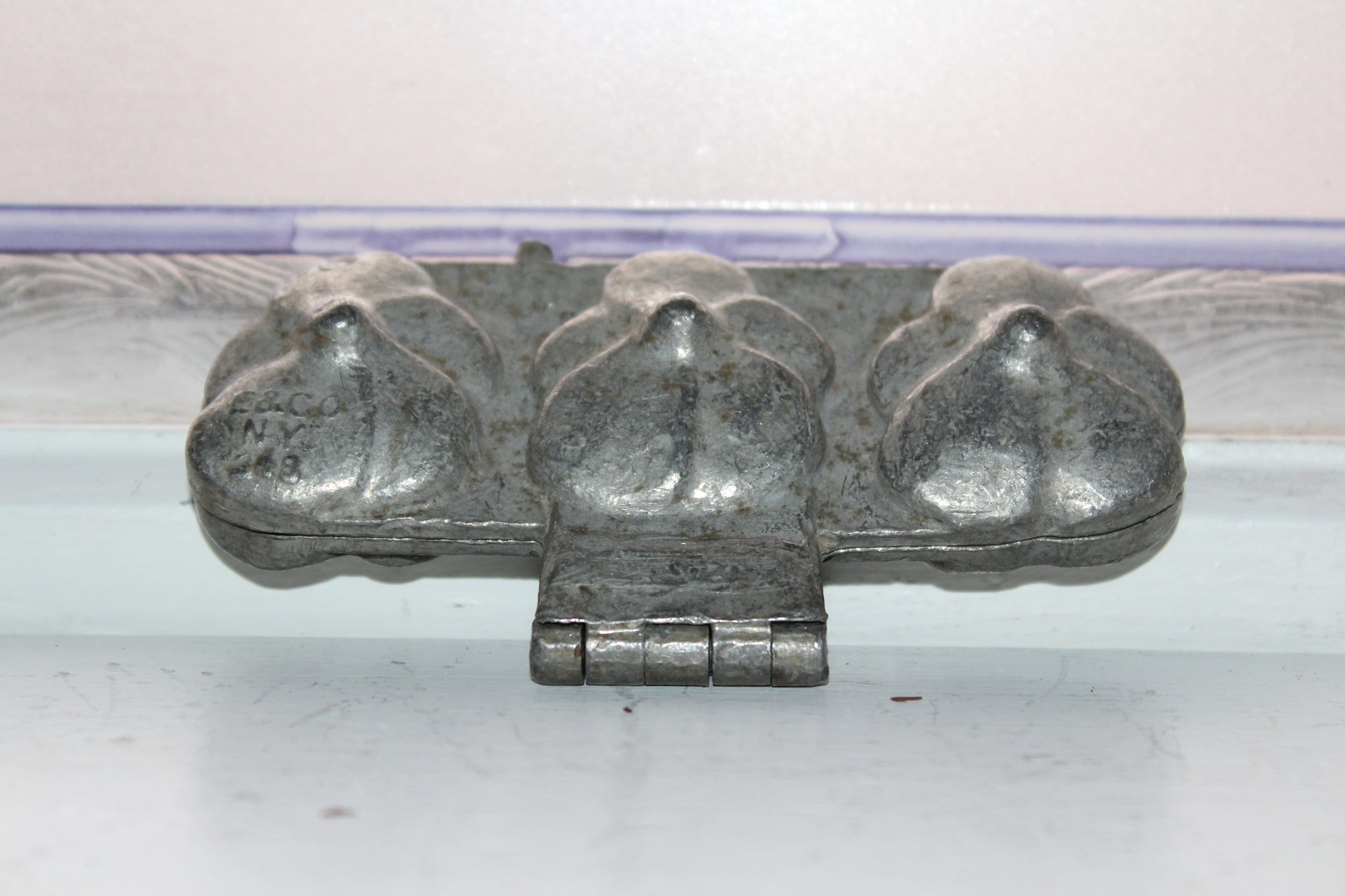Antique Pewter Ice Cream Mold 3 Pansies Flowers Eppelsheimer 348
