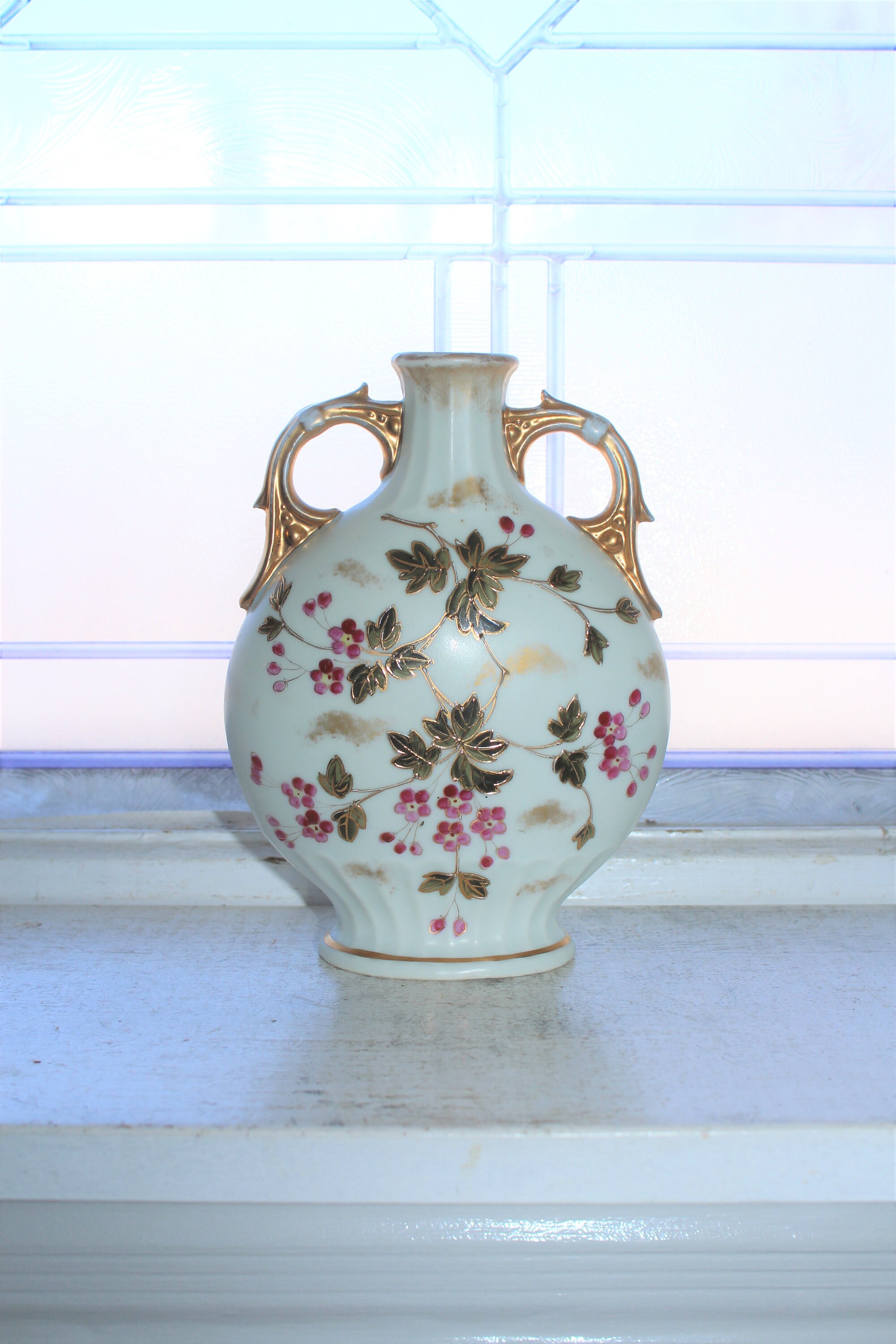 Porcelain Double Handled Vase Victoria Carlsbad Austria Antique