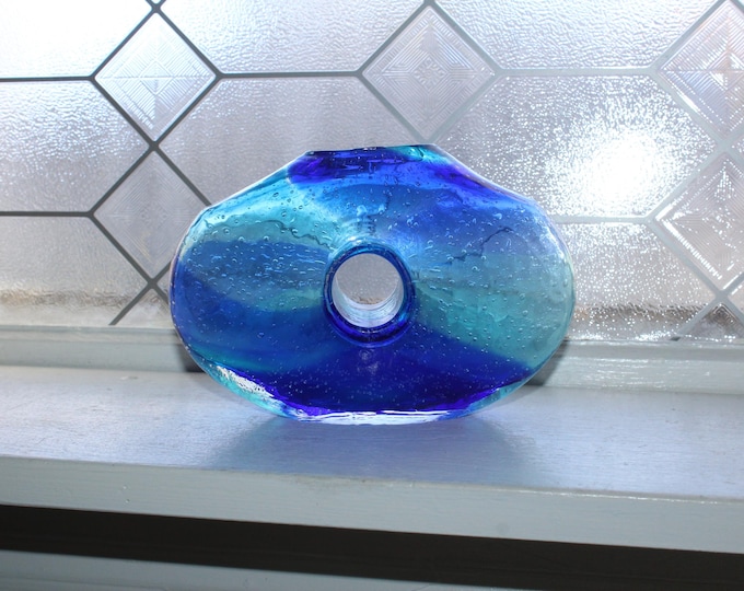 Vintage Blue Donut Hole Pillow Vase Margie's Garden