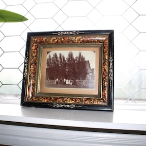 Antique Victorian Frame with Oversized Cabinet Card Photo Of Farmhouse