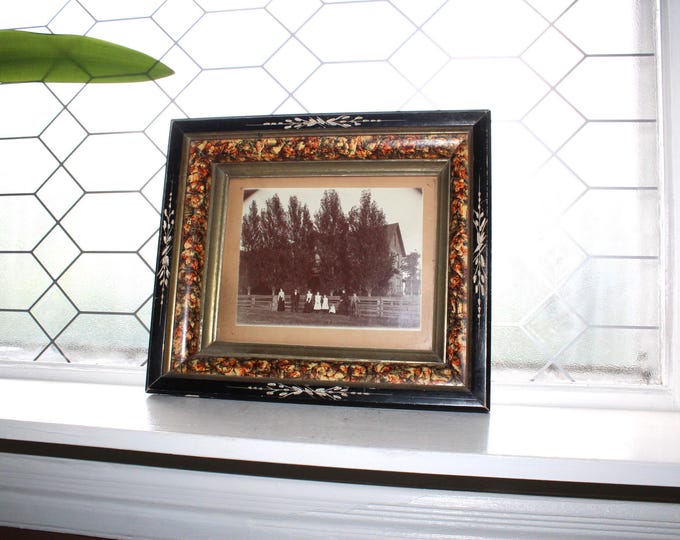 Antique Victorian Frame with Oversized Cabinet Card Photo Of Farmhouse