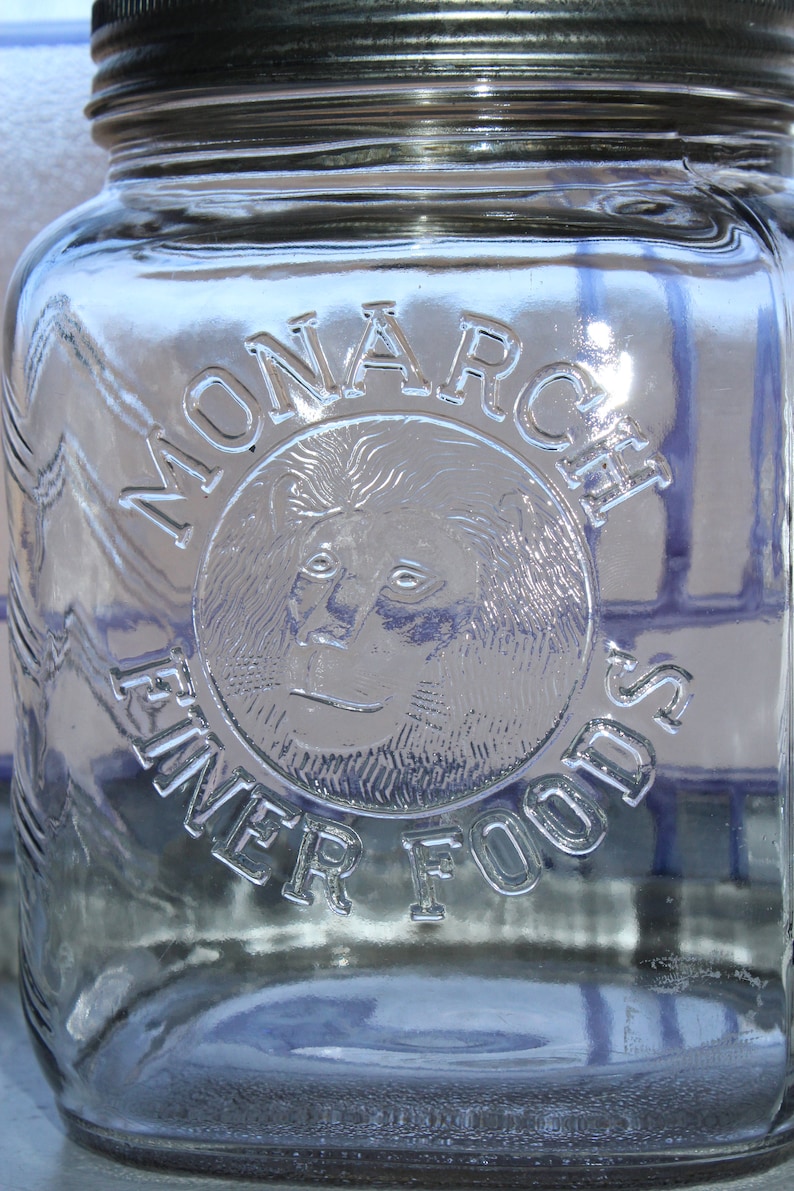 Vintage Monarch Finer Foods Jar Kitchen Canister Embossed Lion Etsy