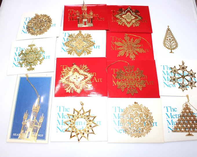 14 Metropolitan Museum of Art Christmas Tree Ornaments Gold Plated MMA