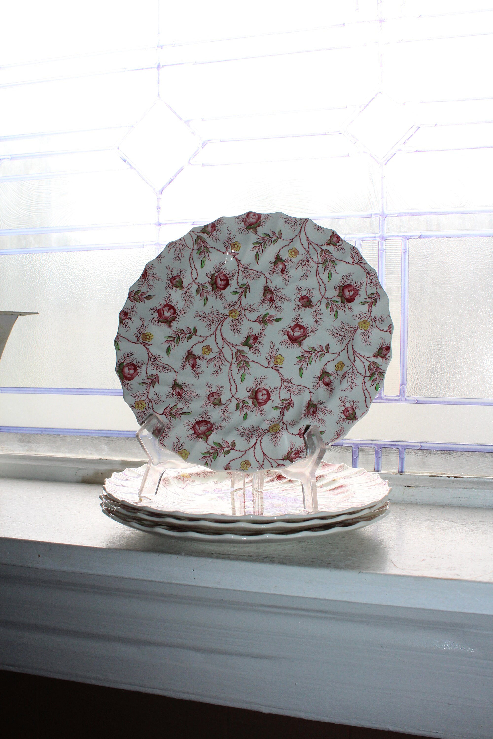 4 Vintage Salad Plates Rosebud Chintz Copeland Spode