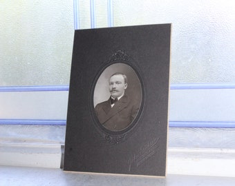 Vintage Cabinet Card Photograph Victorian Man with Mustache