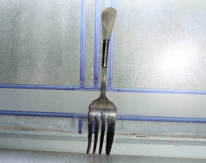 Antique Silverplate & Mother of Pearl Serving Fork