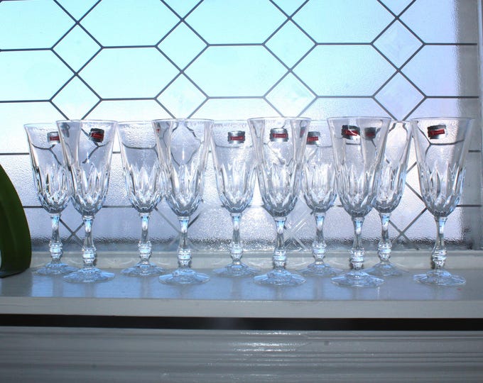 10 Fostoria Lead Crystal Kimberly Champagne Flutes Vintage