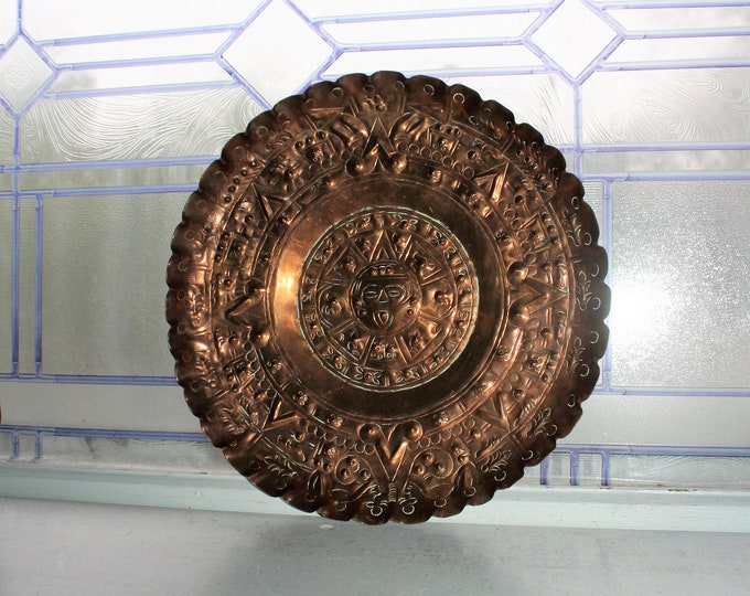 Vintage Copper Plate Mexican Aztec Design