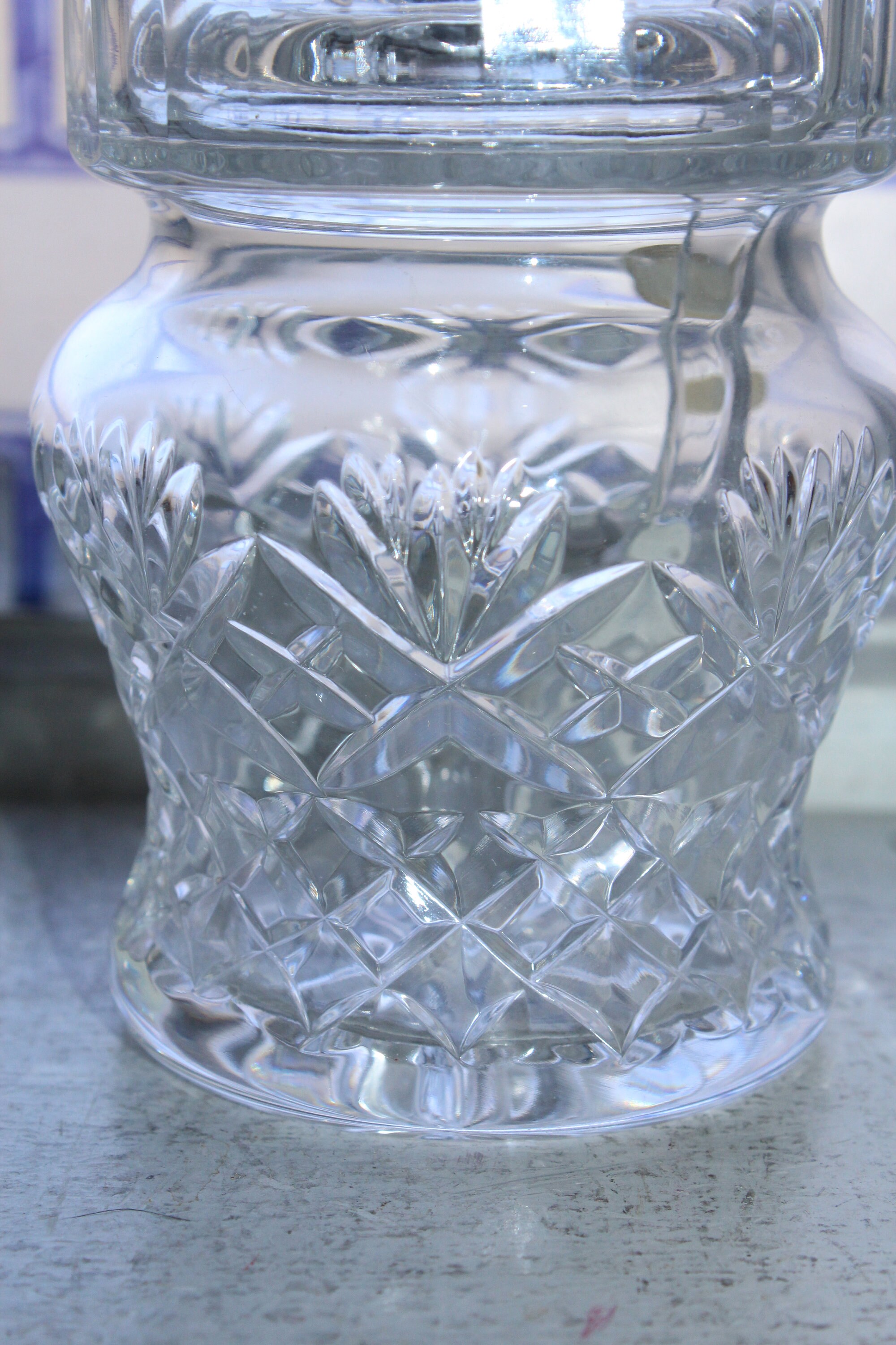 Vintage Crystal Jam Jar with Lid and Spoon Made in Poland