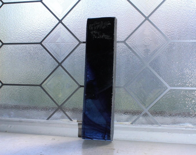 Vintage Blenko Glass Blue Color Sample Block Paperweight Art Supply