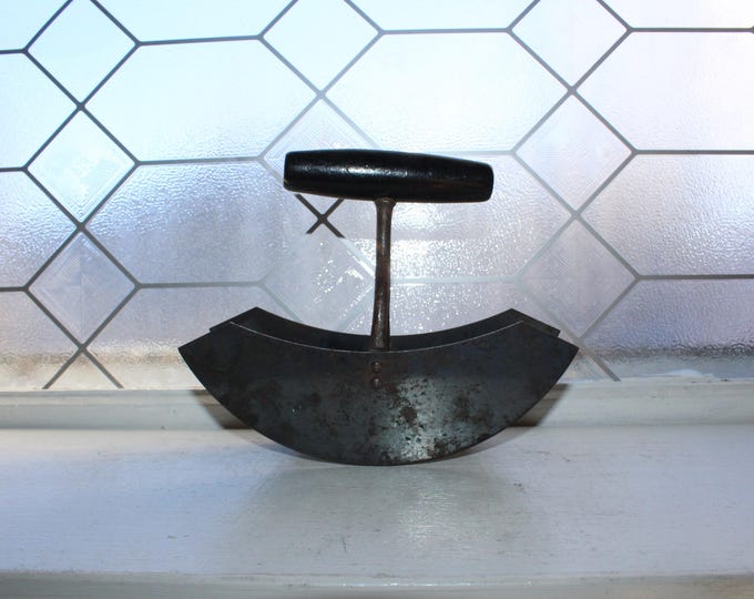 Antique Kitchen Chopper Double Blade Metal and Wood Early 1900s
