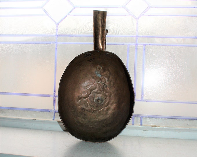 Large Antique Copper Scoop Rustic Farmhouse Decor 1800s