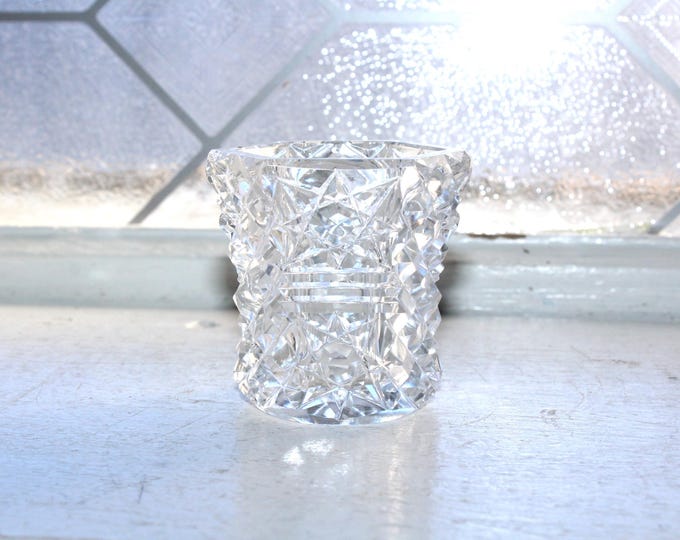 Vintage American Brilliant Cut Crystal Toothpick Holder Star Pattern