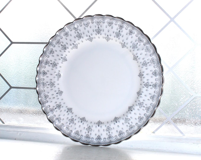 Spode Fleur de Lys Gray Salad Plate Vintage 1960s Dinnerware