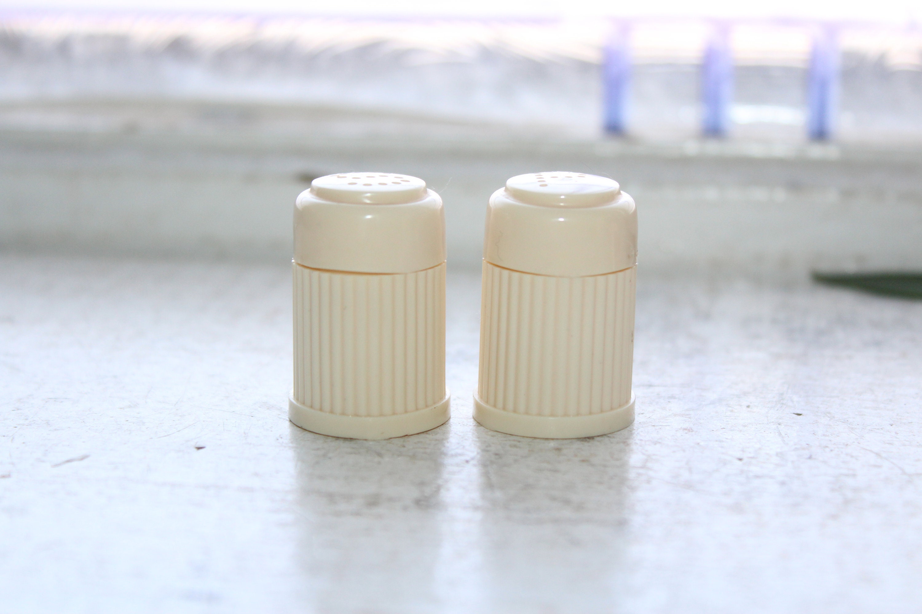 Vintage Mid Century Salt and Pepper Shakers White Individual Sized