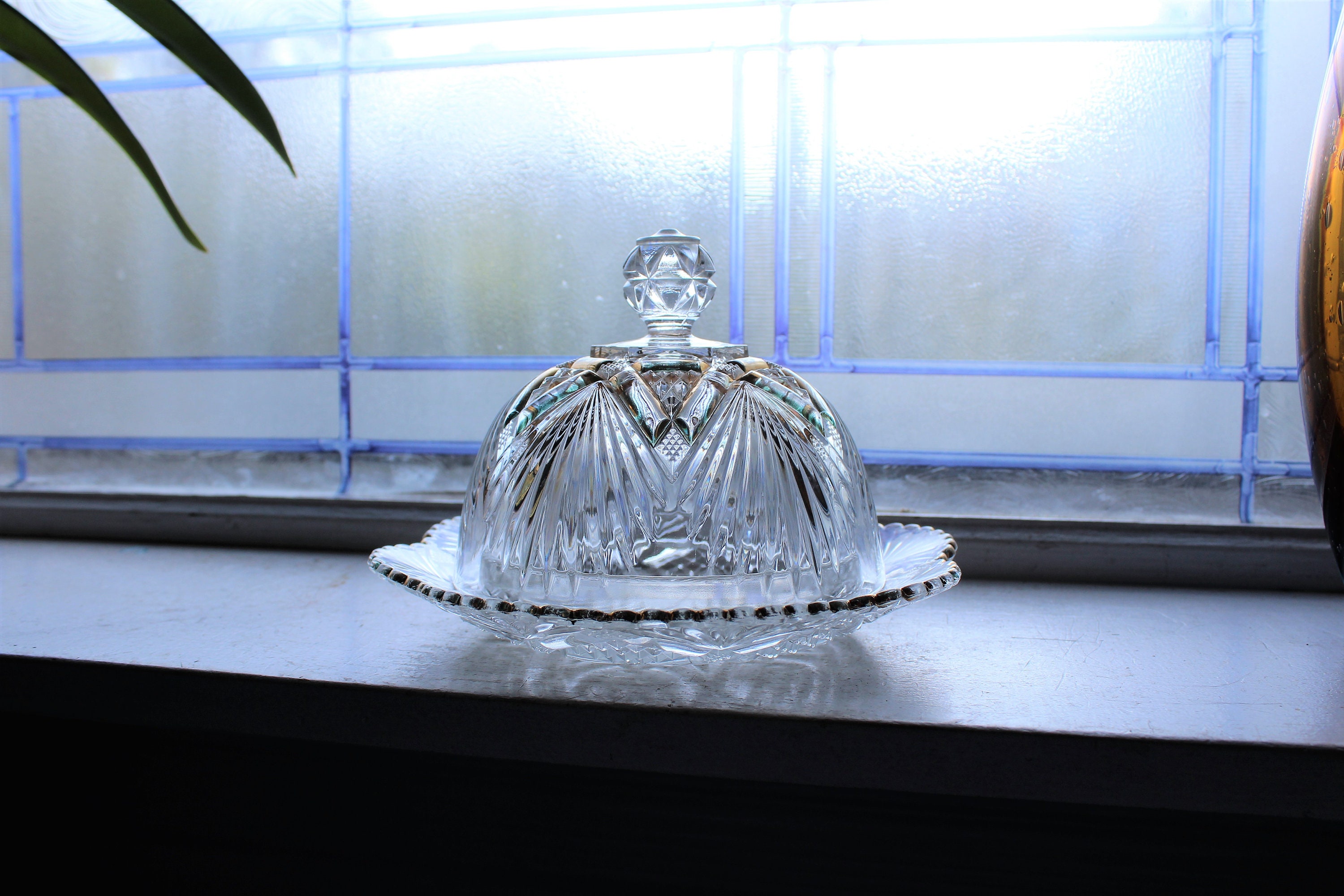 EAPG Domed Butter Dish Antique 1900s Victorian Pressed Glass