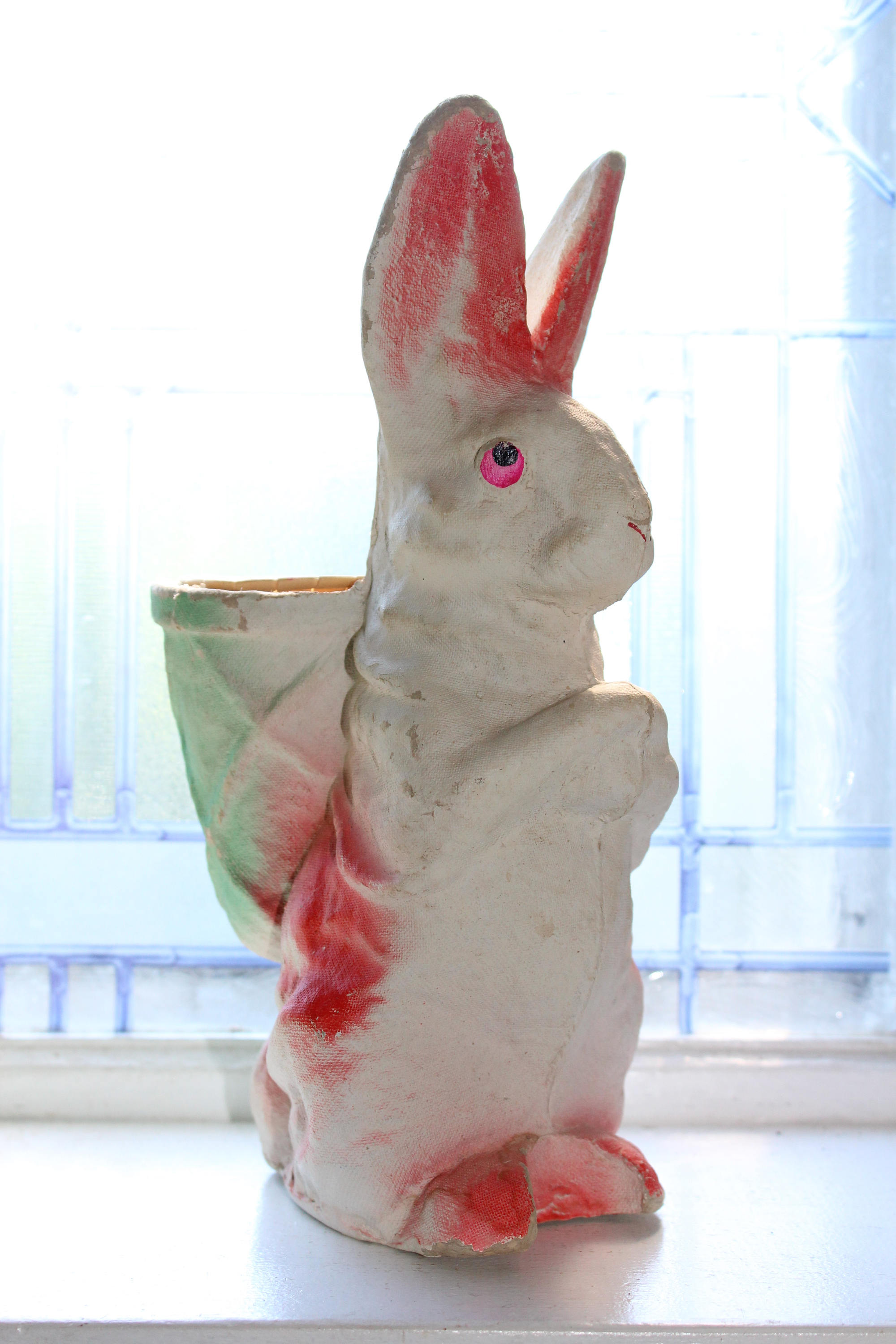Vintage Paper Mache Rabbit Easter Bunny Candy Container