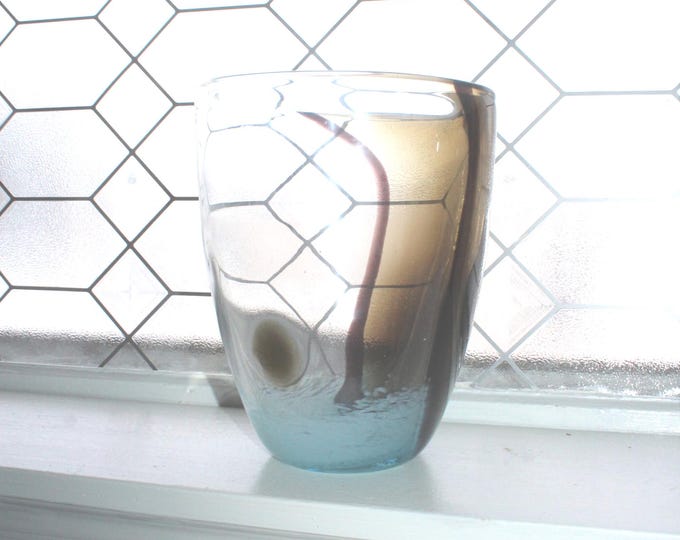 Large UCI Glass Vase Turquoise and Brown