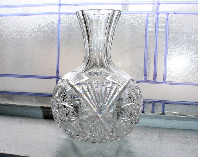 Elegant Antique Cut Crystal Wine Carafe American Brilliant