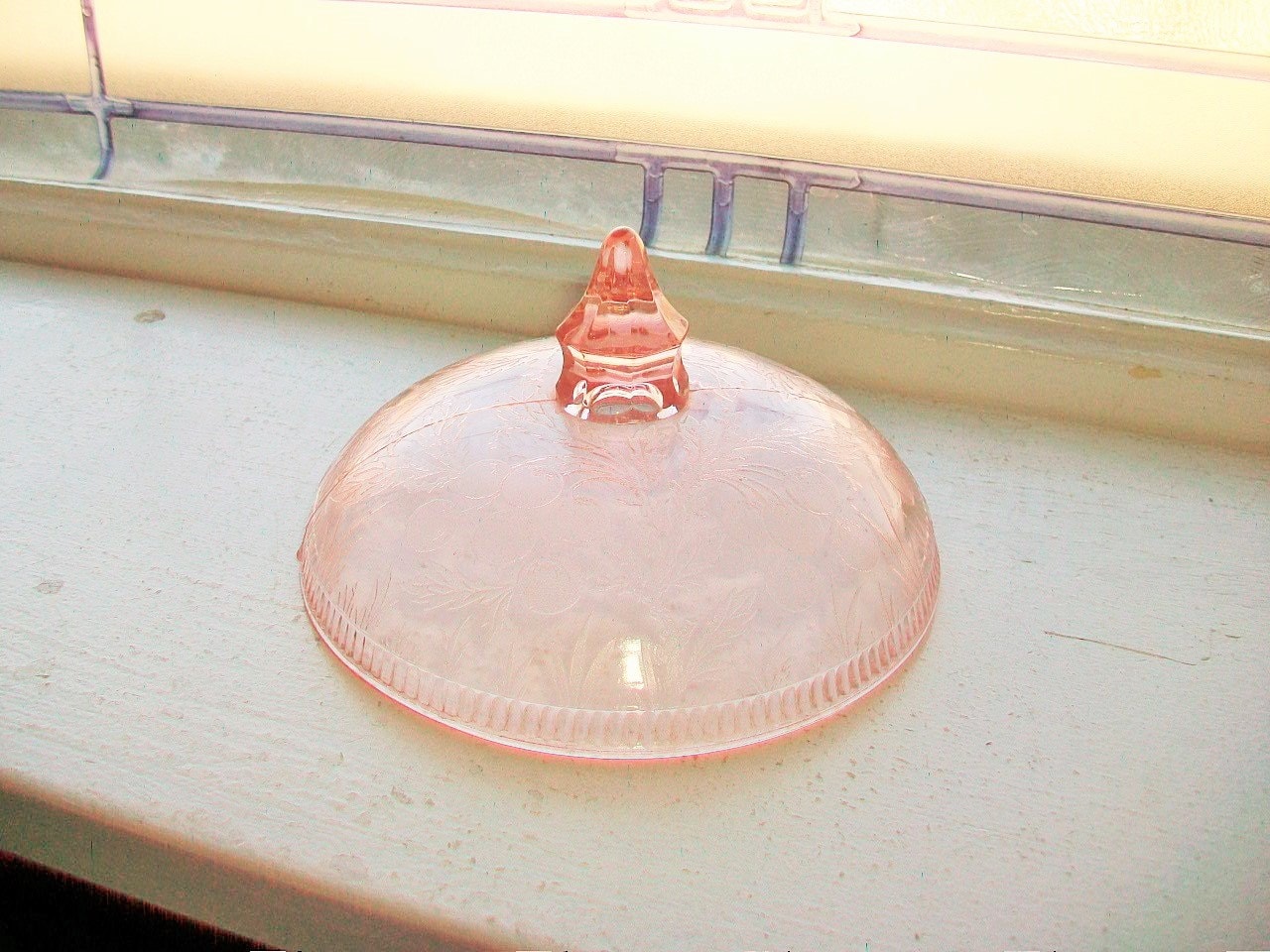 pink depression glass butter dish with lid