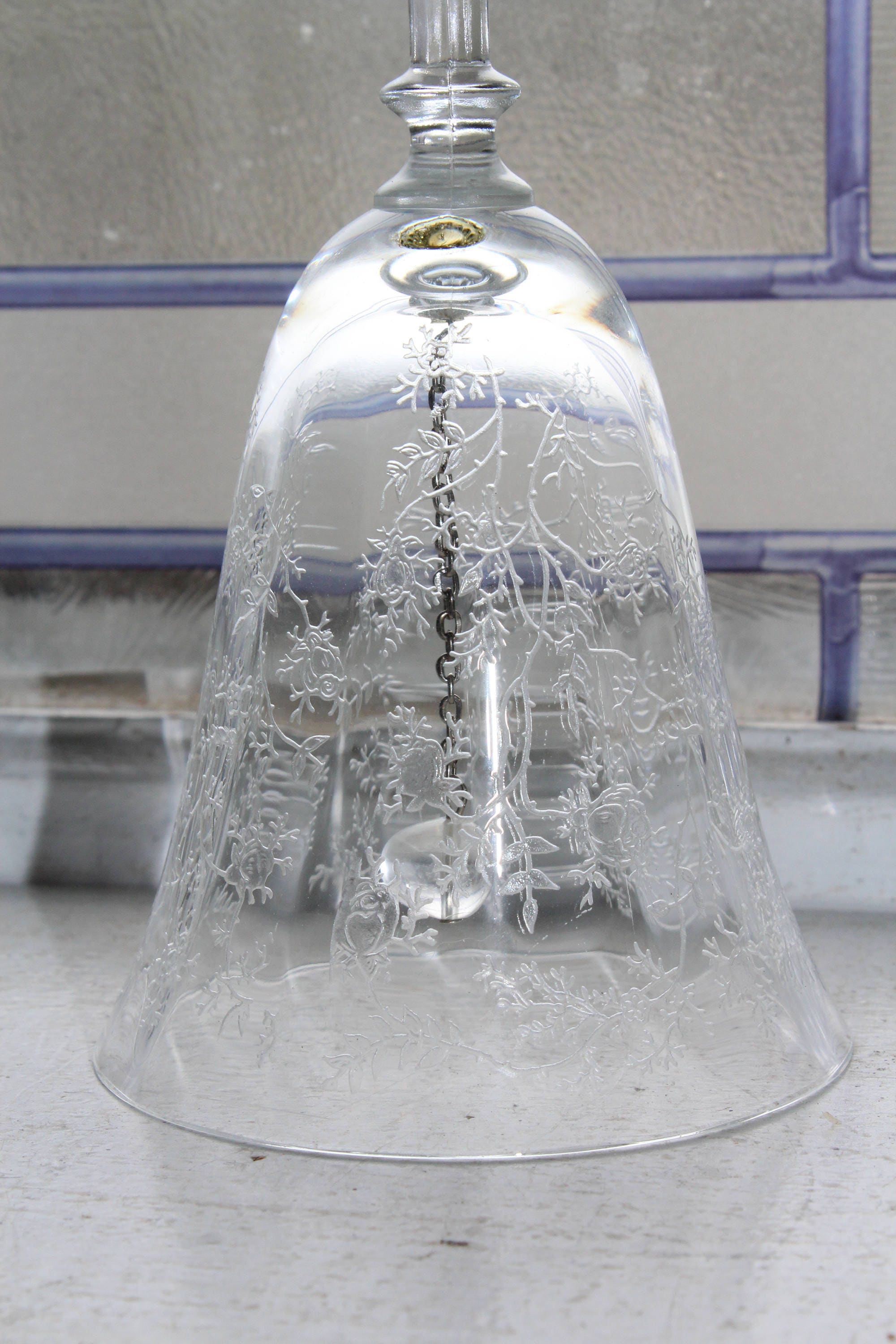 Vintage Etched Glass Bell