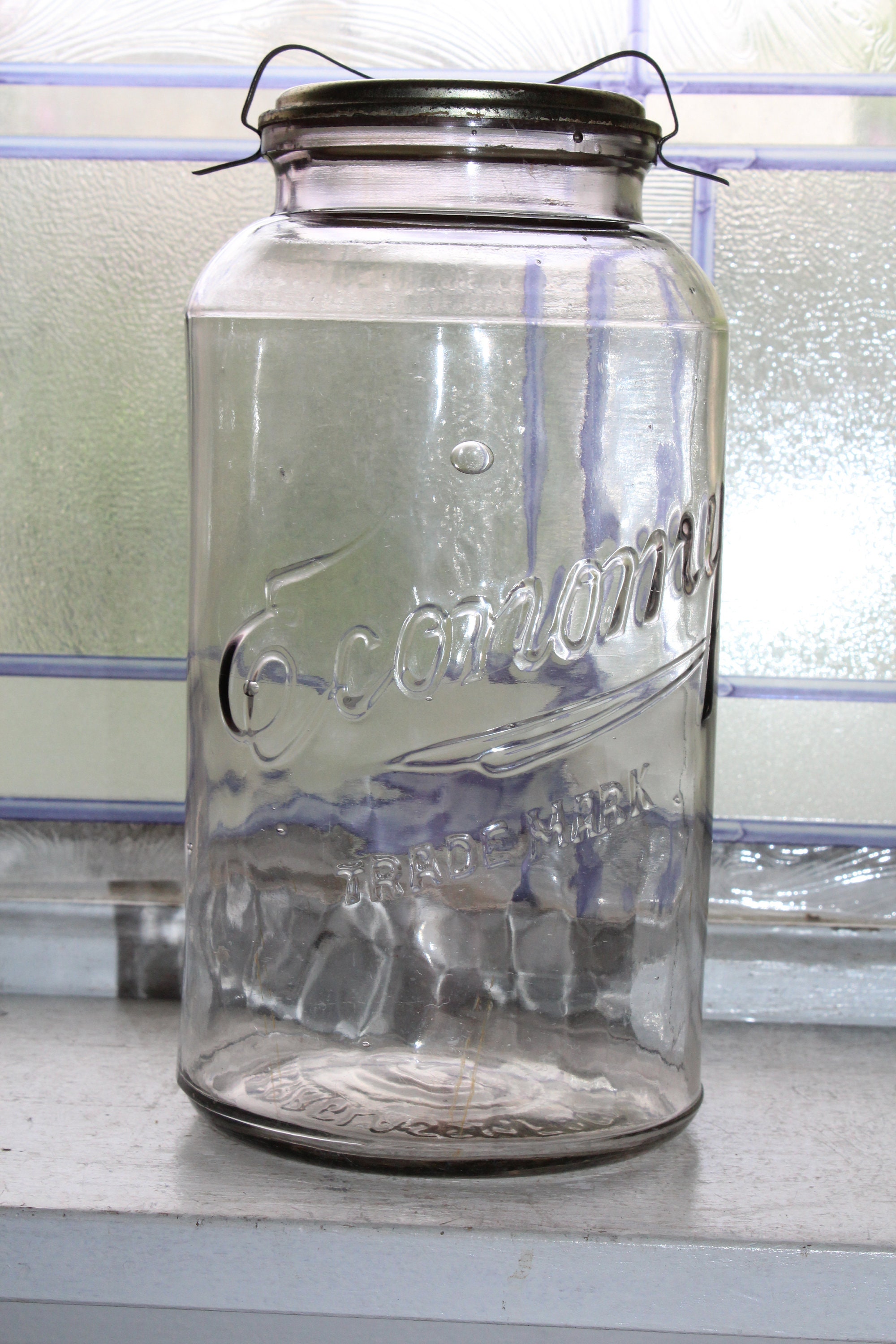 Vintage Economy Canning Jar Half Gallon with Lid & Retaining Clip
