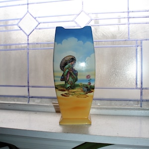 Vintage 1920s Vase Lancaster & Sons w/ Asian Scene Made in England