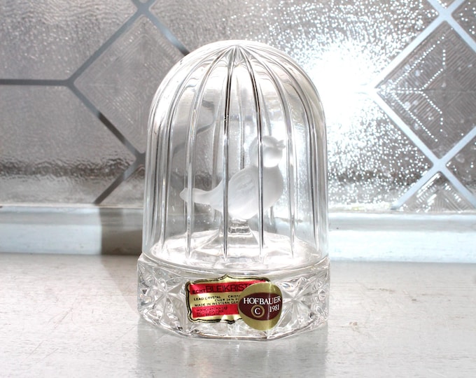 Vintage Hofbauer Crystal Byrdes Bird In Cage