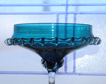 ヴィンテージ ムラーノ ガラス コンポート ティールブルー - Etsy 日本