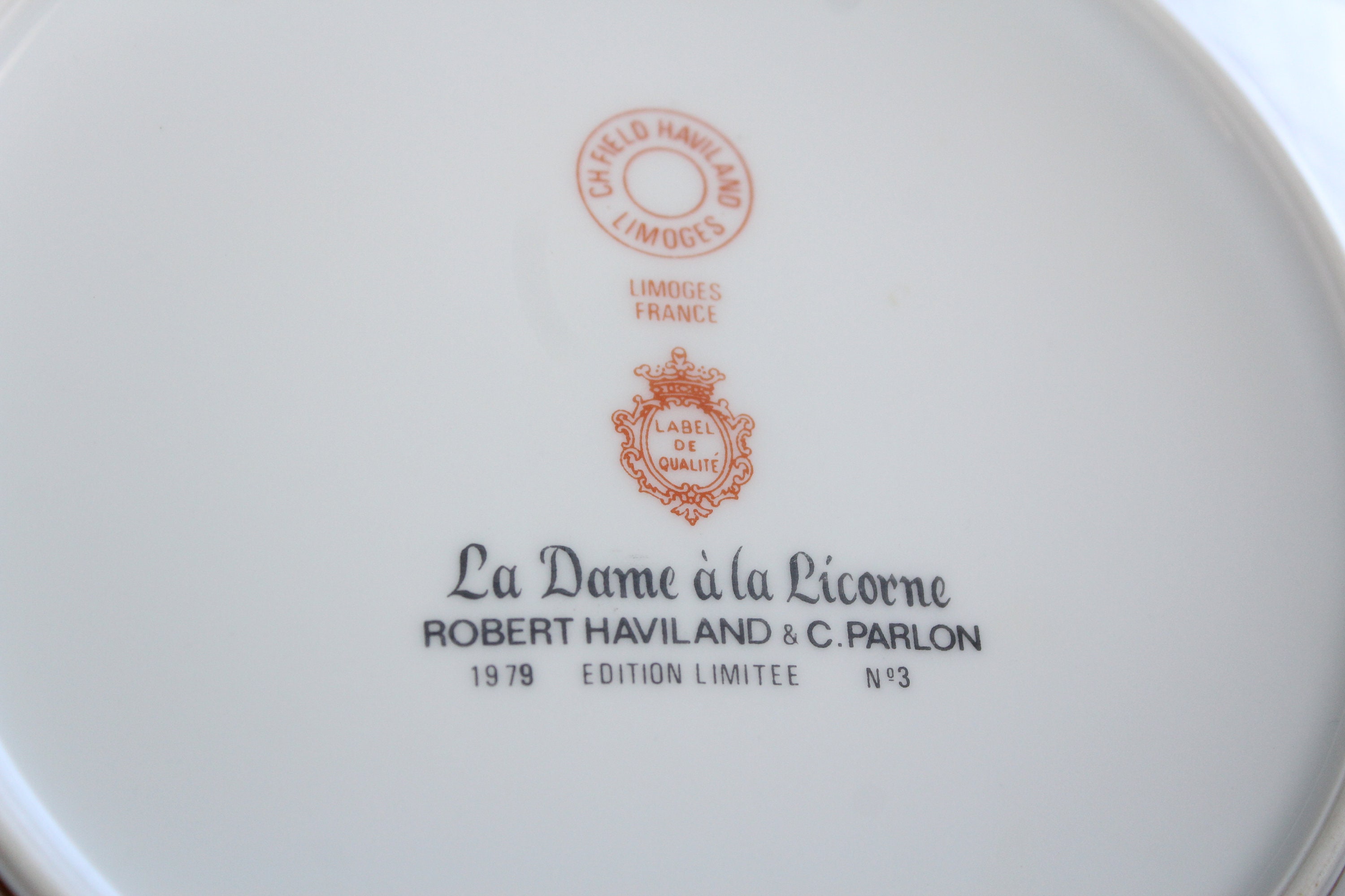 1979 Haviland Limoges Porcelain Plate La Dame a la Licorne