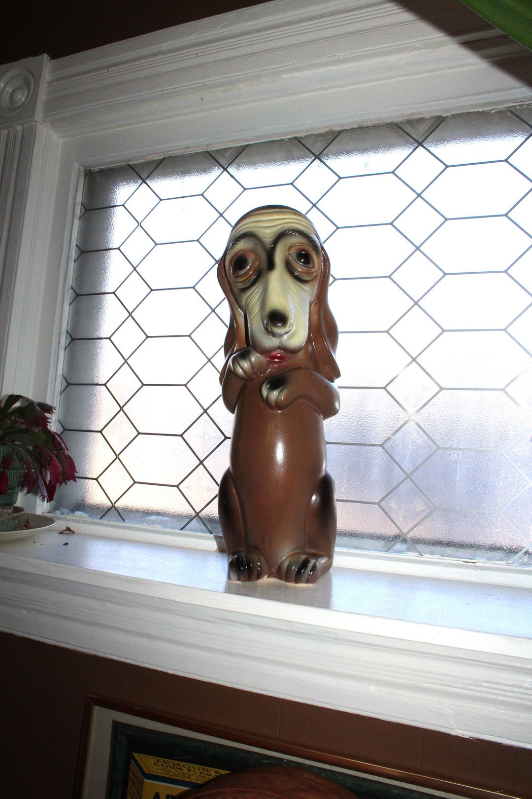 Large Vintage 1963 Silvestri Chalkware Bank Basset Hound Dog 17 1
