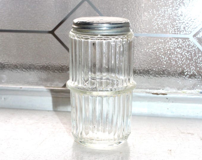 Vintage Ribbed Mission Hoosier Cabinet Paneled Glass Spice Jar