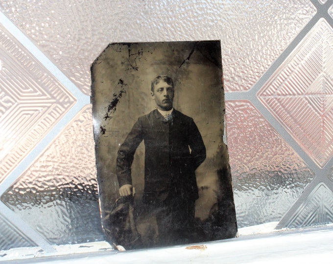 Antique Tin Type Photograph of a Victorian Man Circa 1850-1860s