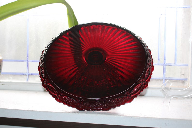 Ruby Red Avon Cape Cod Cake Stand Fostoria