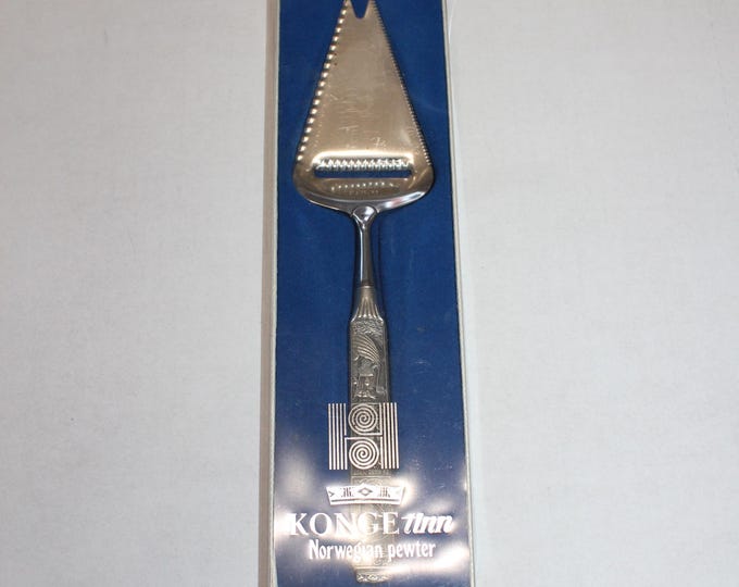 Vintage Norwegian Pewter Cheese Slicer Konge Tinn