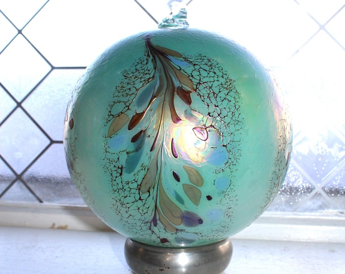 Vintage Hand Blown Borowski Iridescent Glass Large Ball Ornament