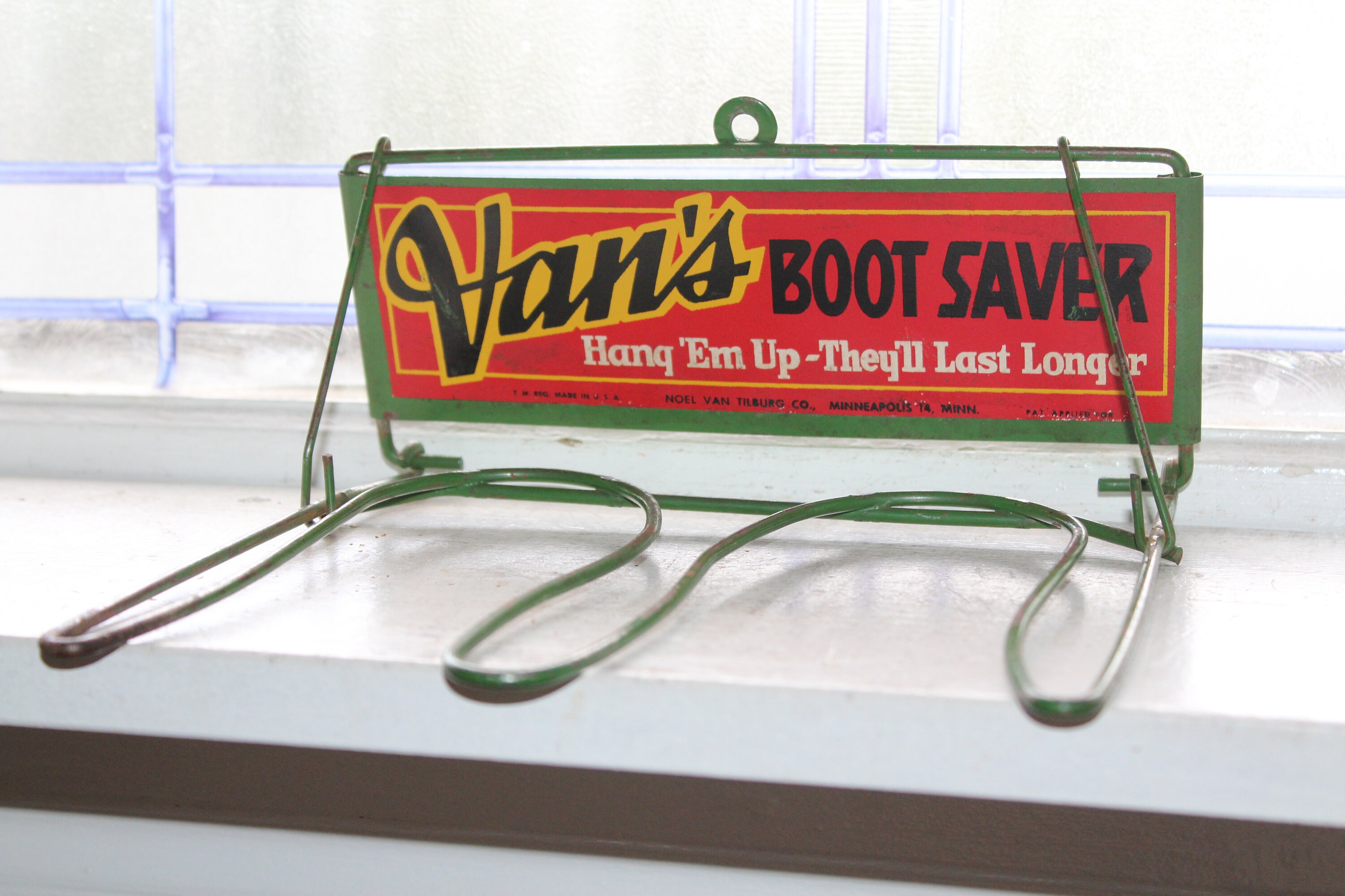 Van's Boot Saver Vintage Metal Shoe Rack Rustic Farmhouse Decor