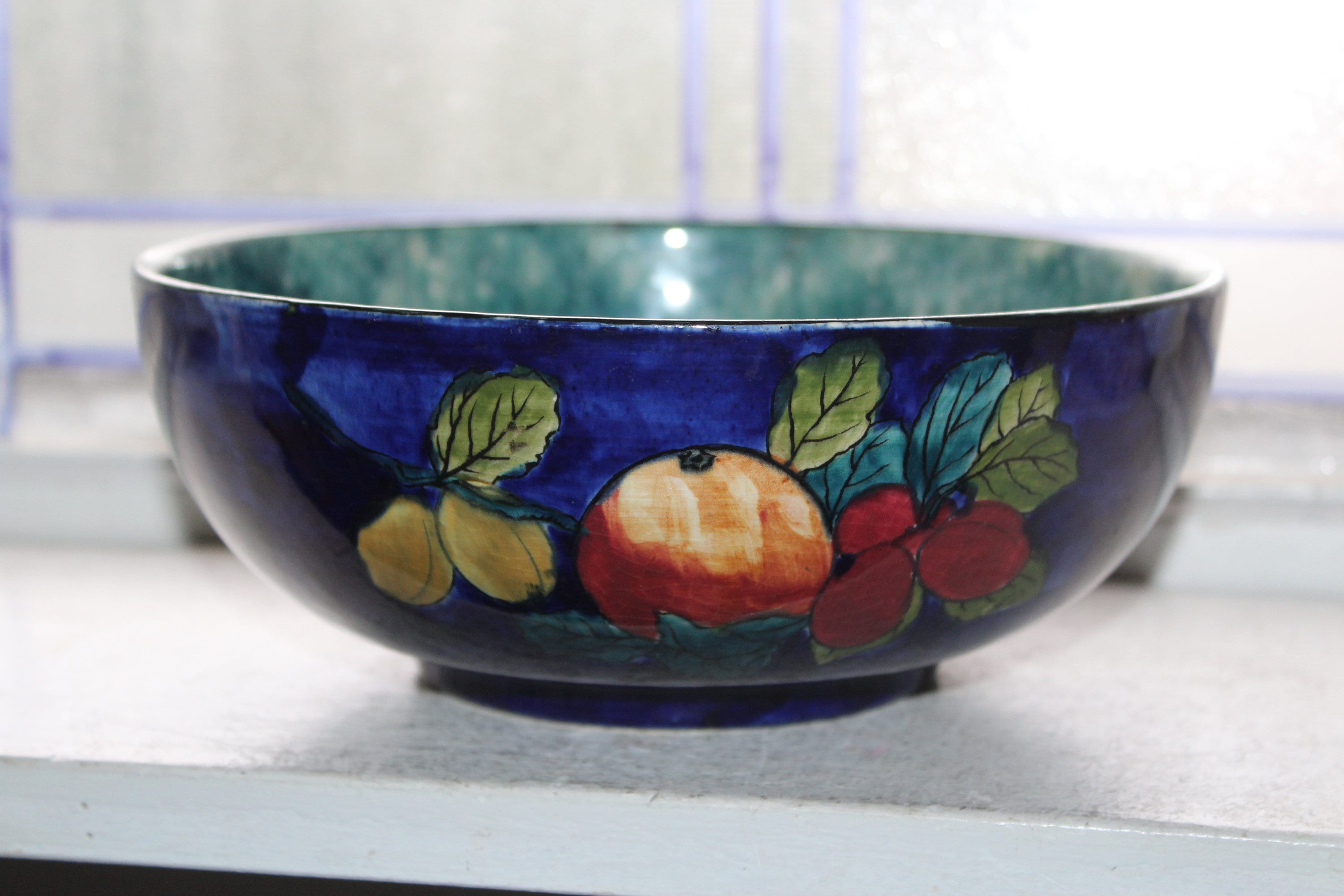 Vintage Hand Painted Fruits Serving Bowl Titian Ware S Hancock & Sons