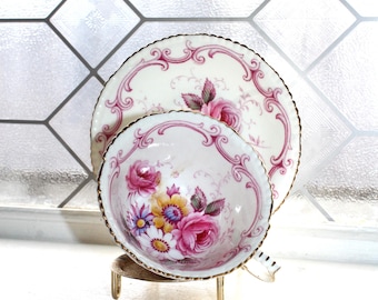 Paragon Teetasse mit Untertasse Floral Rosa & Gold Vintage Bone China