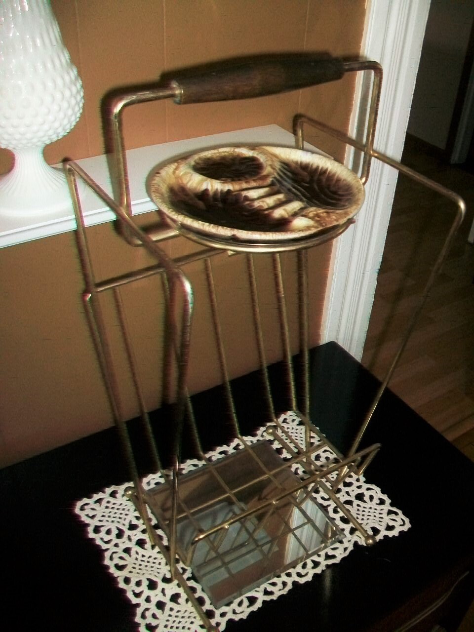 Mid Century Magazine Rack Ashtray Stand Vintage 1950s