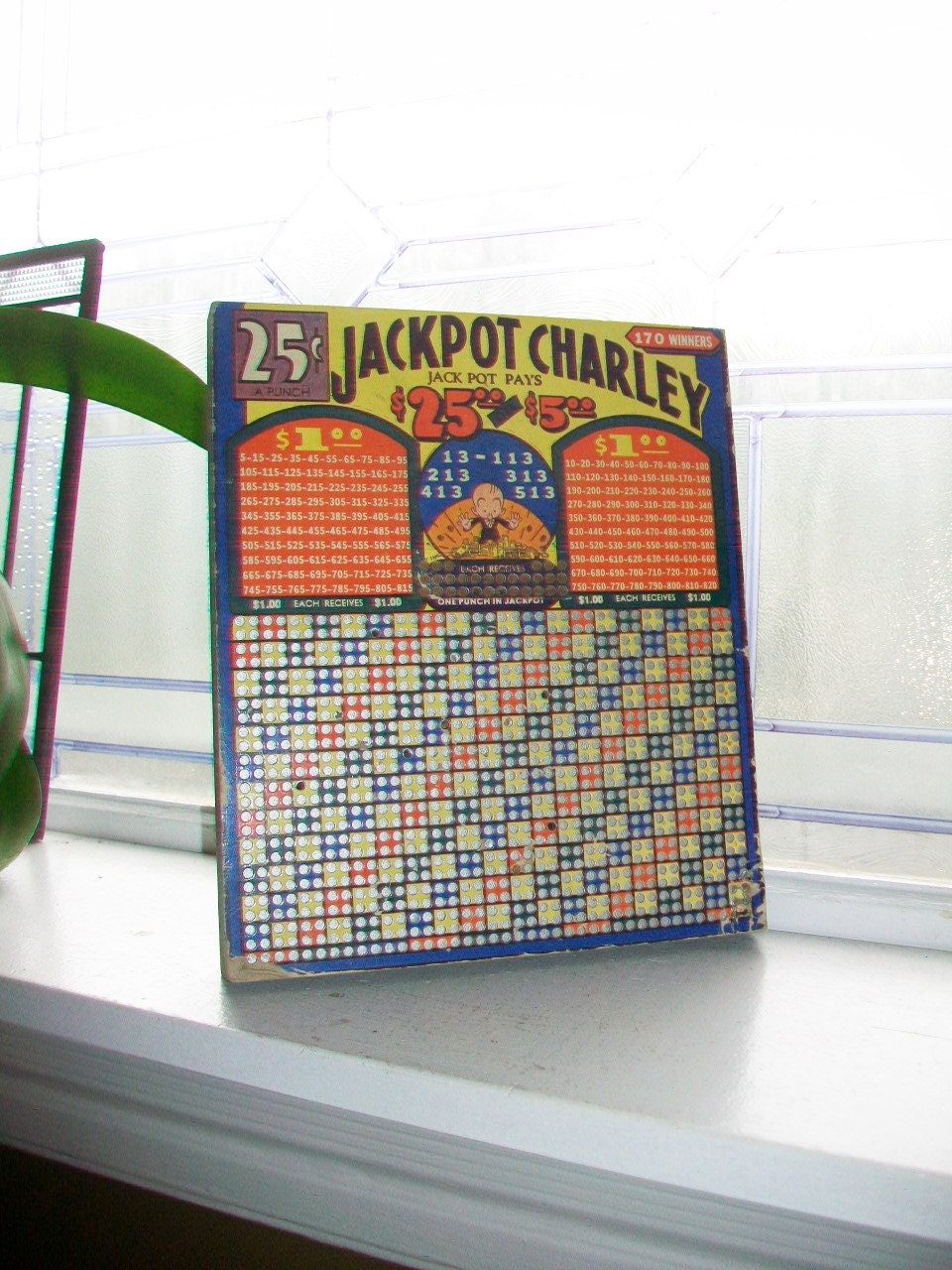 Jackpot Charley Punch Board Vintage Gambling
