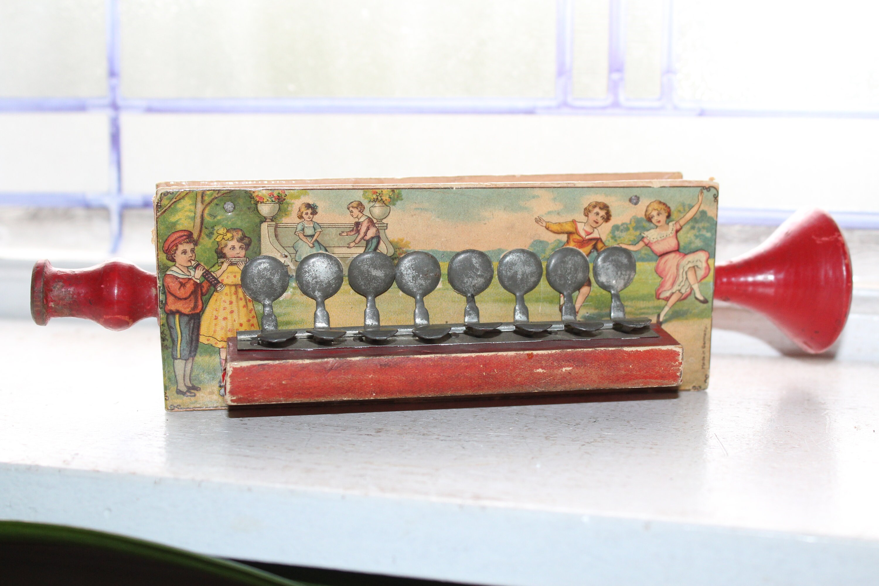 Antique Lithographed Toy Flute Musical Instrument Made in Germany