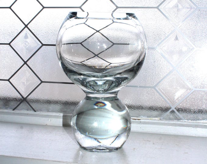 Vintage Polish Studio Nova Crystal Vase Post Modern Decor
